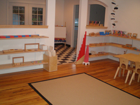 A clean and friendly classroom.